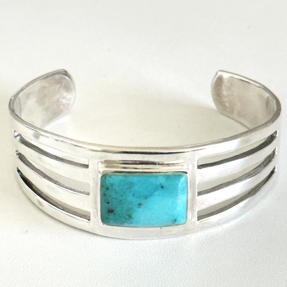 Barse Designer 925 Sterling Silver Chunky Turquoise Vintage Cuff Bracelet 7
